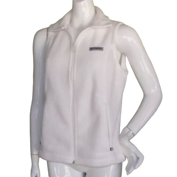 COLUMBIA Fleece Vest, M, White, Sleeveless, Zipper front, Pockets - Picture 4 of 11